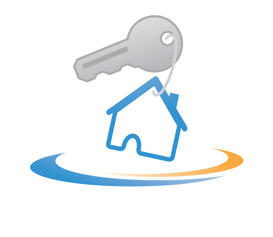 A graphic of a key with a house connected to it representing the Online Homebuyer Education Course.