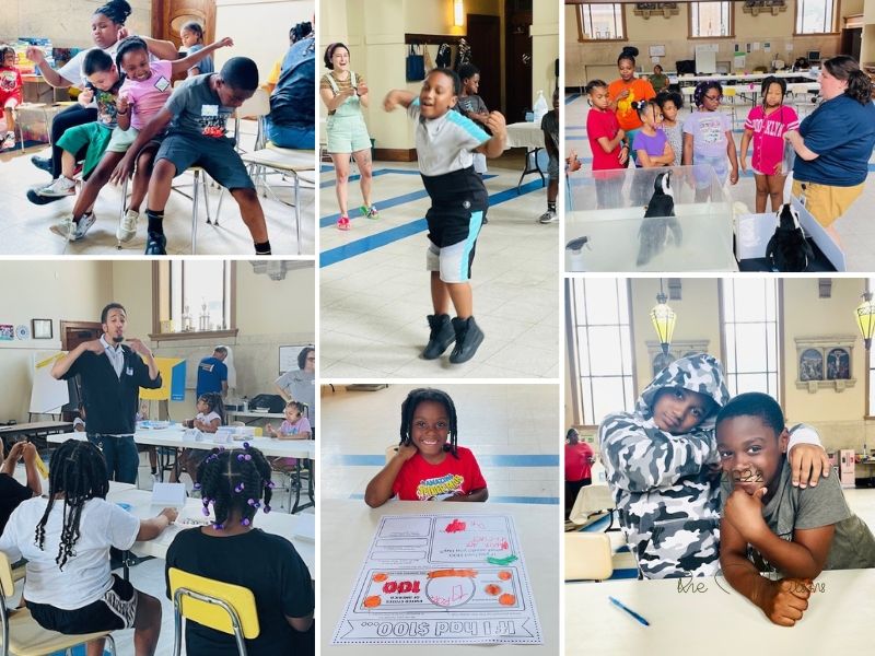 A collage of Beekman Corridor kids having a blast at WIN's 2024 summer camp.