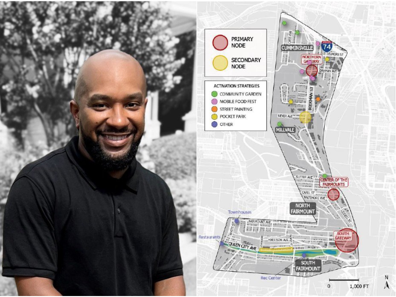 Greg Robinson II and a map of the Beekman Corridor.