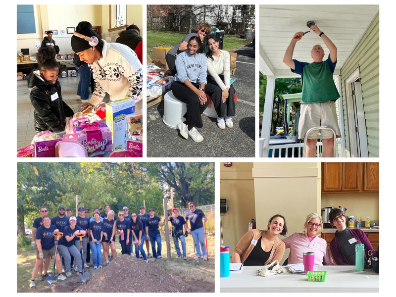 Five photos of volunteers putting care into action.
